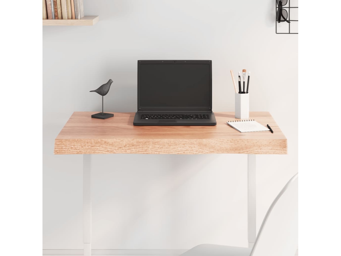 Tablero Mesa Madera Tratada Borde Natural Marrón 80x60x(2-6) Cm