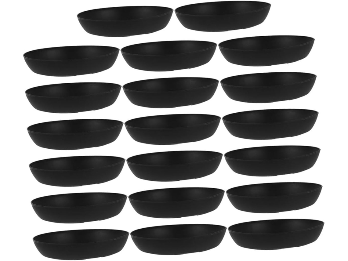Juego De 20 Platillos De Plástico Negro Para Ollas