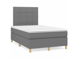 Cama Box Spring Con Colchón Y Led Tela Marrón Oscuro 120x190 Cm