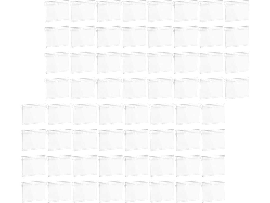 Paquete de 100 etiquetas reutilizables de plástico transparente, 8x4 cm, para estantes metálicos. SFUSHOS