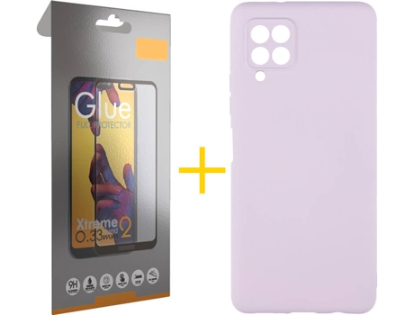 Kit Funda + Protector de Pantalla Samsung A12 5G SKYHE Cristal Templado 4140 Morado