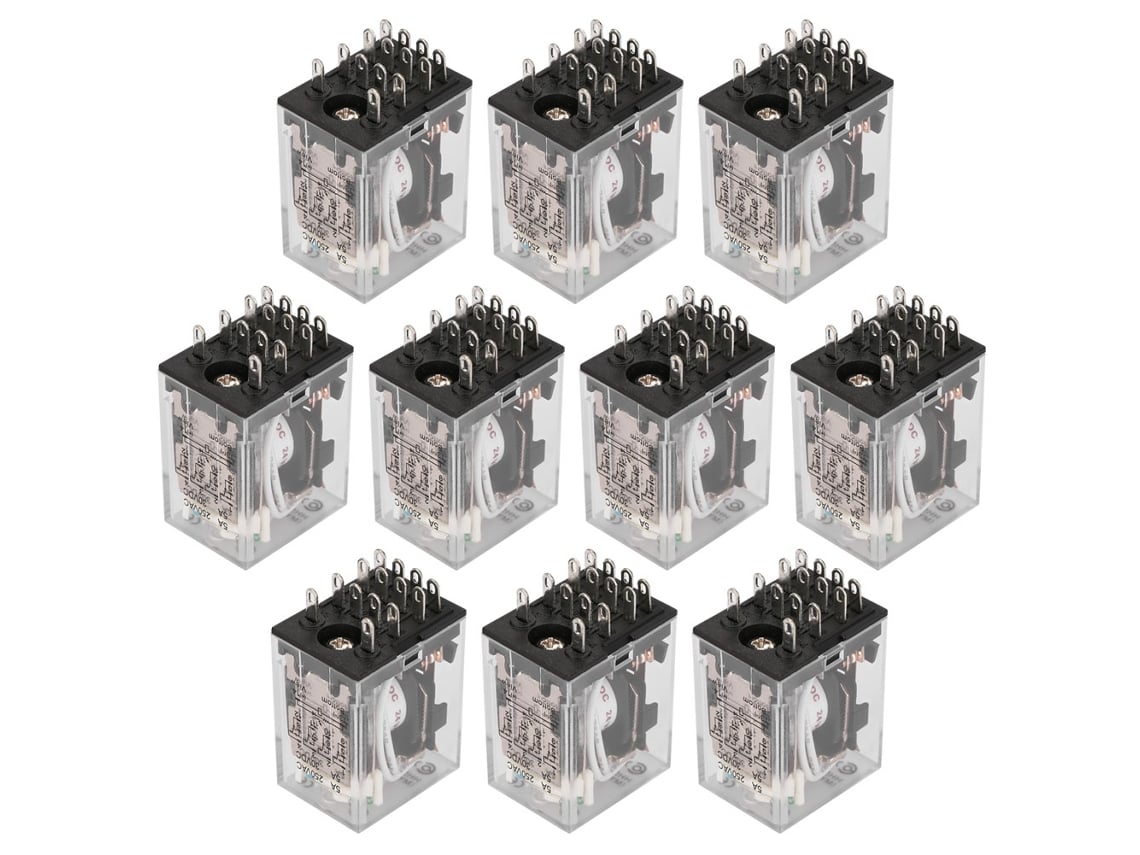 Veloriskku-10 Peças De Relé Intermediário Eletromagnético 14 Pinos 4no 4nc Ac 250v Dc 30v De Potência (média Prata)