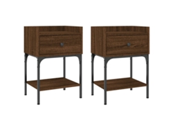 Maison Exclusive - Mesita Noche 2 Uds Madera Ingeniería Marrón Roble 40,5x31x60 Cm