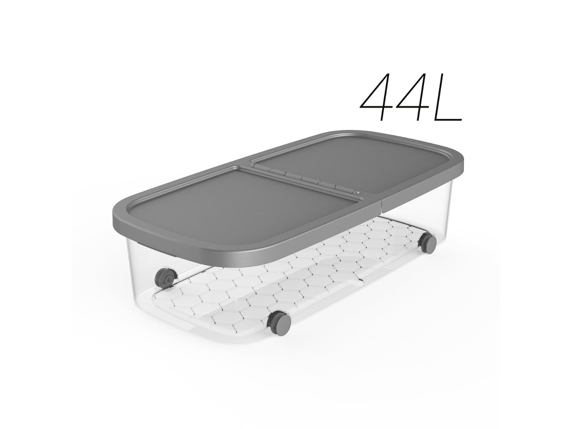 Caja Multiusos con Ruedas 79x39x20 cm 44l Plata PLASTIKEN