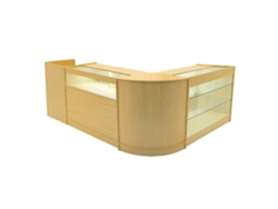 Conjunto de mostrador comercial Polaris | Arce | CM60 B1200 K1200 TB60 | MDF y vidrio templado | Estantes y Monstershop