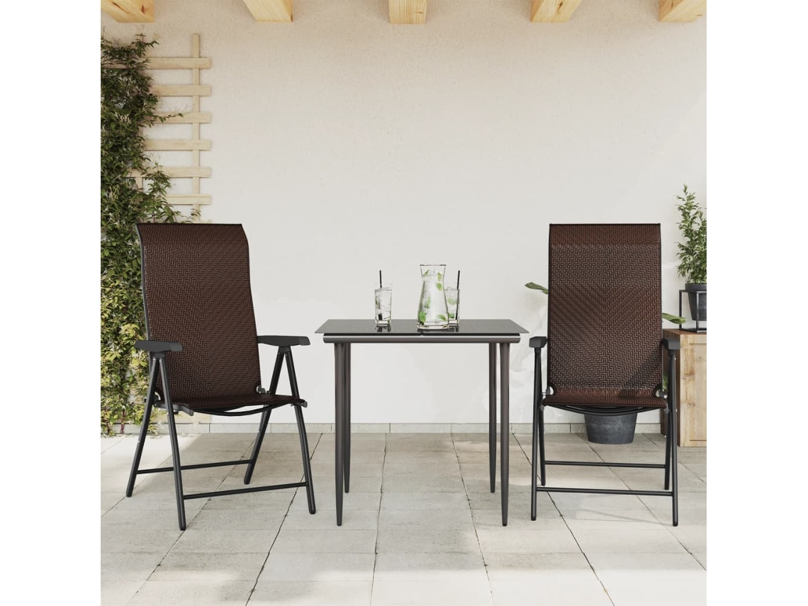 DKD Home Decor - Juego de 2 sillas de jardín plegables de mimbre sintético marrón