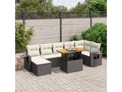 Conjunto de sofá de jardín de 8 piezas con cojines en mimbre sintético negro de DKD Home Decor