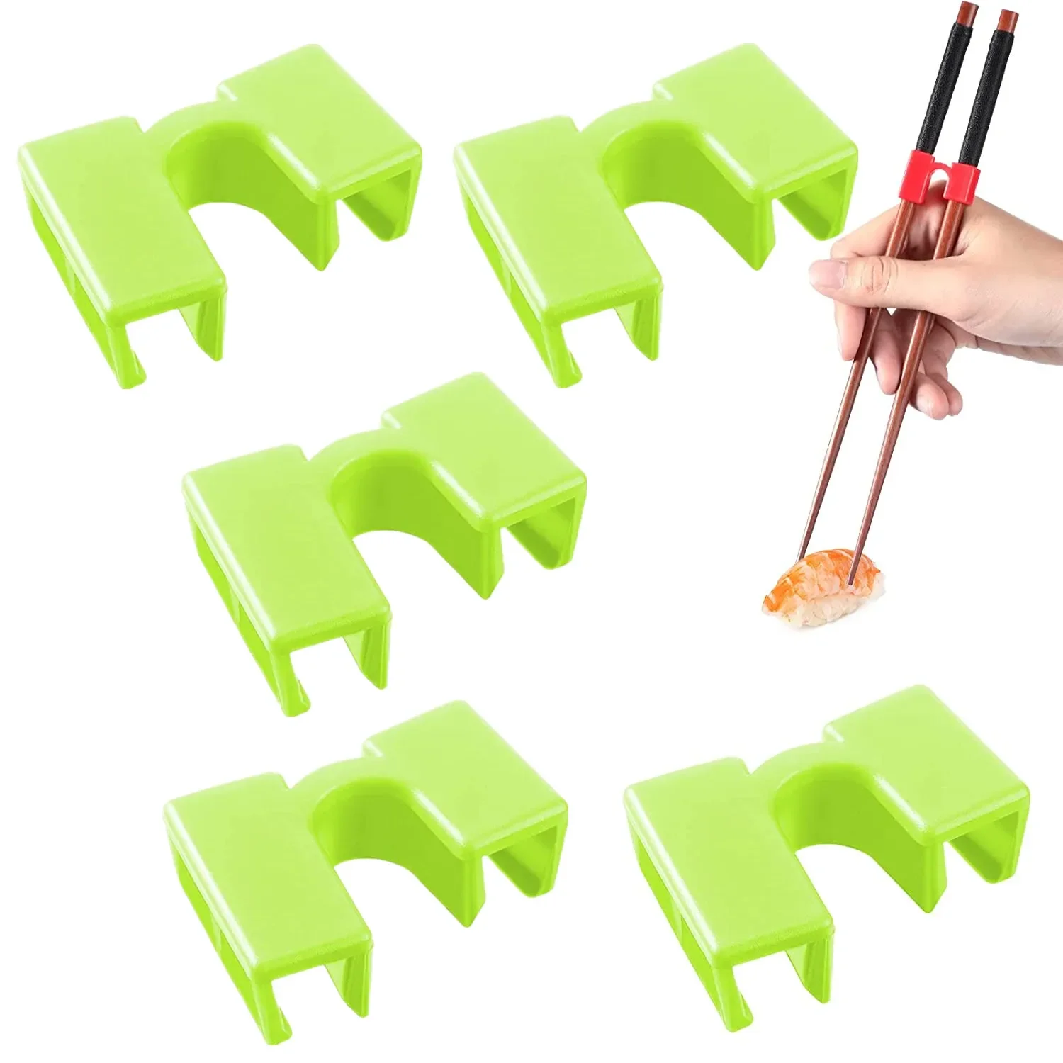 (verde) Paquete De 5 Cucharas Reutilizables Con Conectores