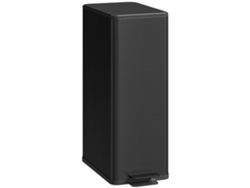 Cubo de basura de 20 litros con tapa de cierre suave y compartimento desodorizante, acero inoxidable, negro.