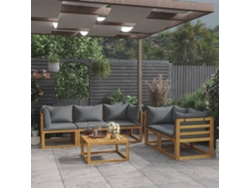 Conjunto de jardín DKD Home Decor de 6 piezas con cojines de acacia maciza