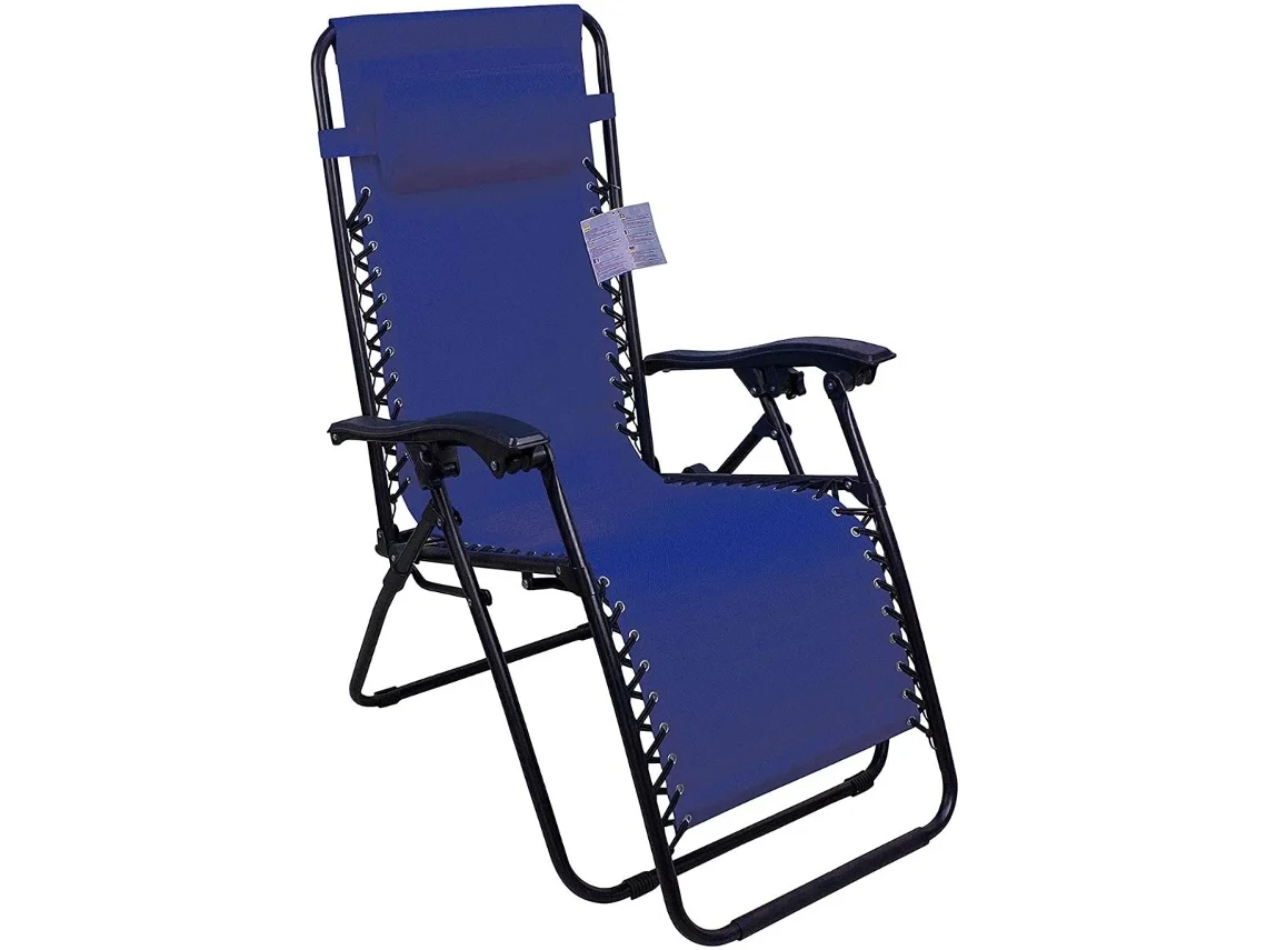 Silla Gravedad Cero silla de patio reclinable Tumbona Plegable con Reposacabezas Azul SELEOK