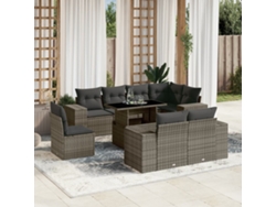 Conjunto de sofá de jardín de 9 piezas con cojines de mimbre gris de DKD Home Decor