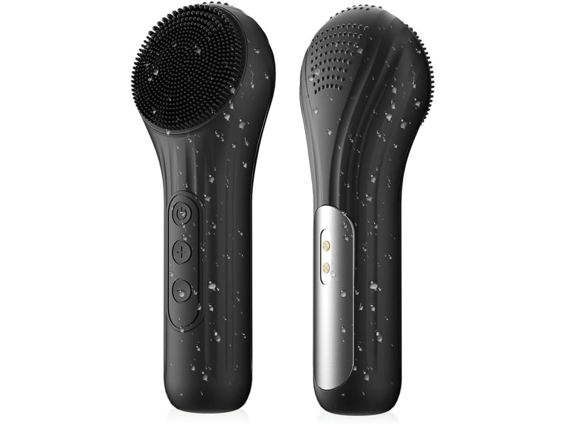 Escova Facial Elétrica de Silicone Vibração Aquecida Esfoliante Limpeza Profunda Escova de Massagem Facial GERTIZ