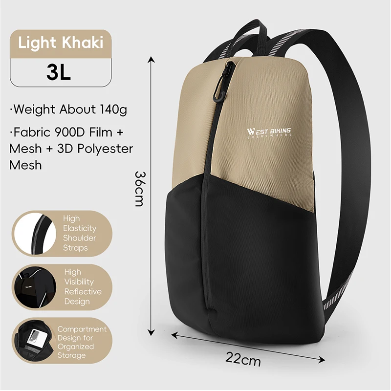 (caqui, 3l) Mochila Para Bicicleta, Deportes Al Aire Libre, Ligera, Adecuada Para Senderismo, Montañismo Y Ciclismo