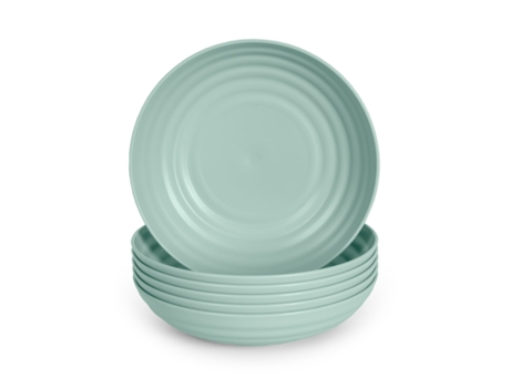 Juego de 6 Platos Clásicos Reutilizables de 19 Cm de Medio Fondo IPLASTIC FORTE (Verde)