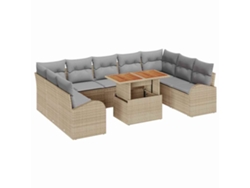 Maison Exclusive - Conjunto De Sofá De Jardín 10 Pcs Beige Poliratán
