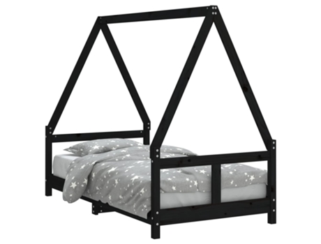 Estructura De Cama Infantil VIDAXL Negro Madera (80x160 cm)