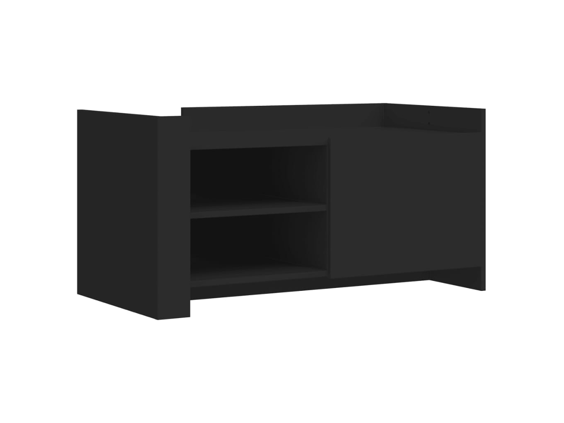 Mesa de centro con estantes, diseño moderno y contemporáneo, 100 x 50 x 50 cm, madera industrializada negra, Dec039564
