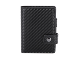 Cartera Para Tarjetas Anti-rfid Con Dos Compartimentos Y Estampado De Cocodrilo Negro.