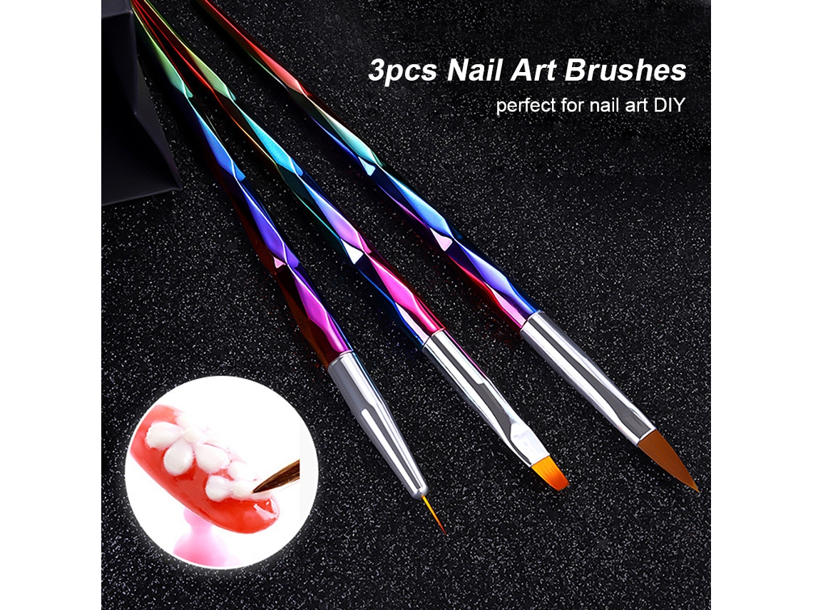 Juego De 3 Pinceles Para Decoración De Uñas, Ideales Para Pintar Y Dibujar Con Acrílico Y Gel Uv. Herramienta Diy.