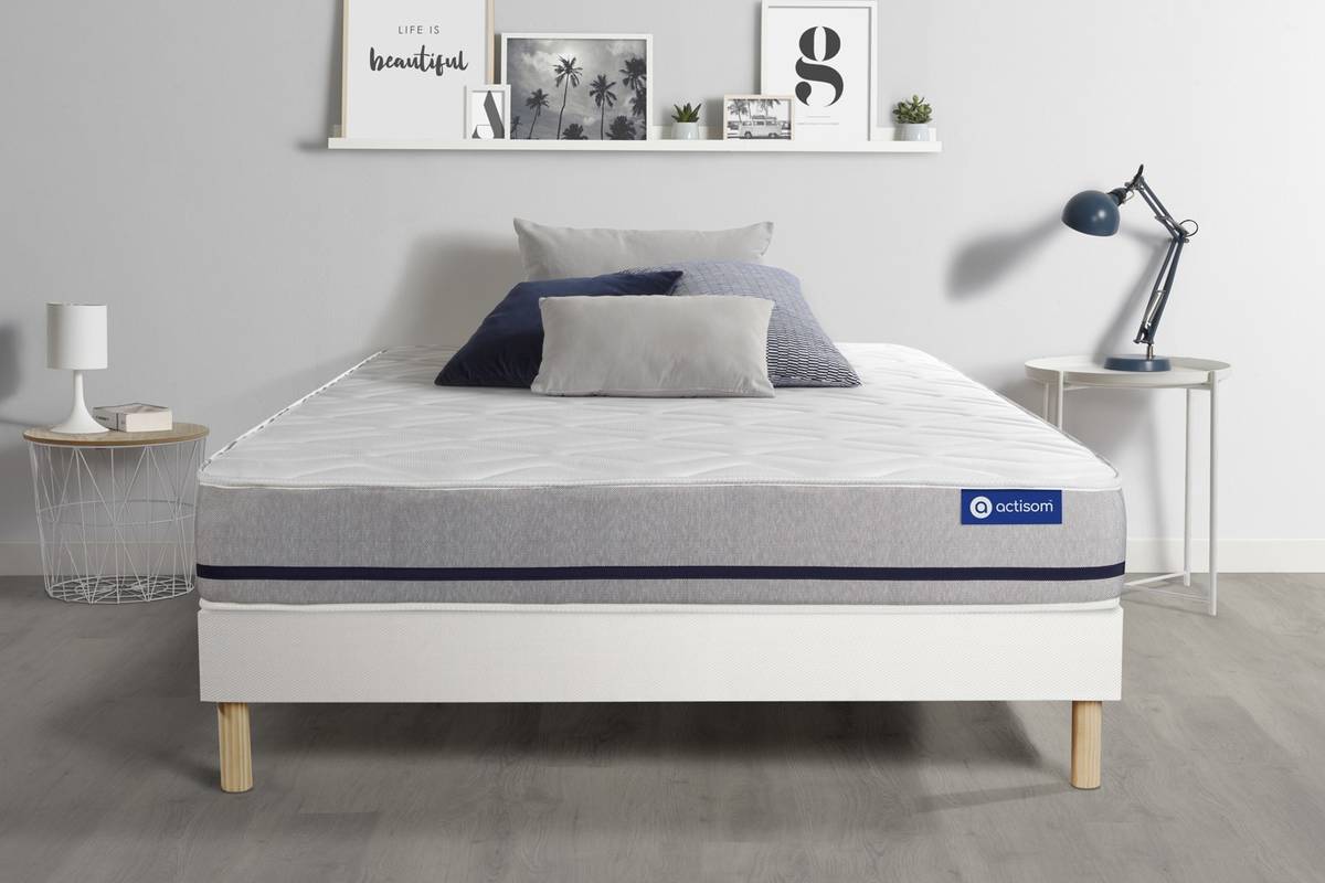Conjunto de Somier Blanco + Colchón ACTISOM Actilatex Soft (150x200 cm - Látex)