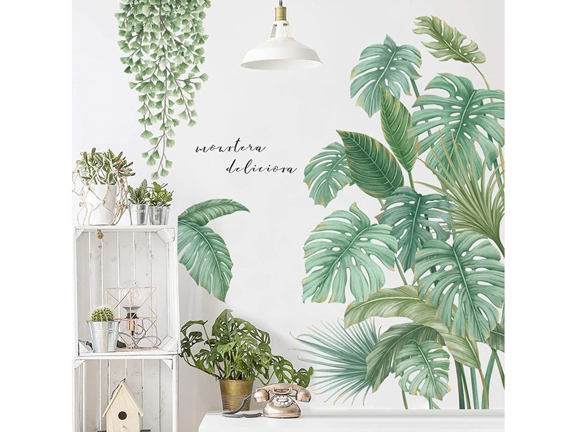 Adhesivo de pared de planta tropical, decoración para habitación o sala Kofihety