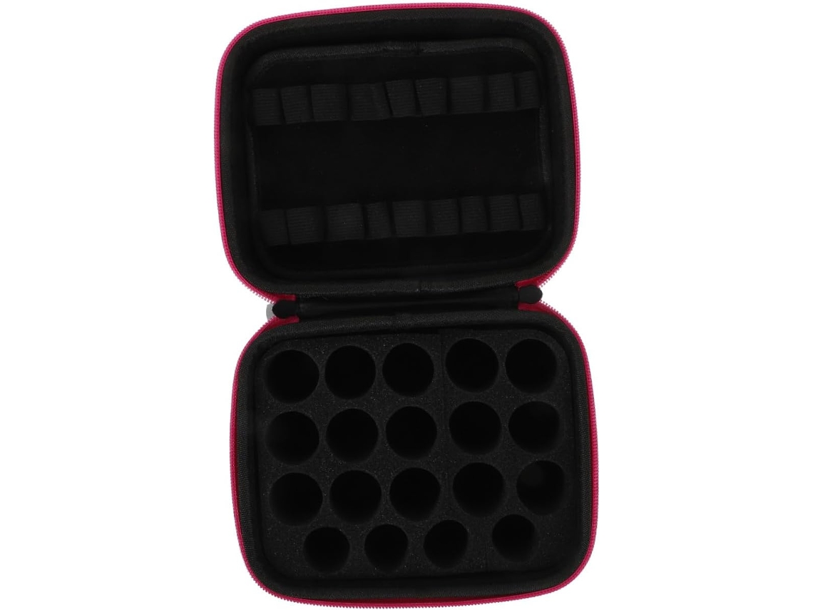 Organizador Portátil Para Frascos De Aceites Esenciales Con 15 Compartimentos (para Frascos De 10 Ml) Y Estuche Antigolpes - Rosa