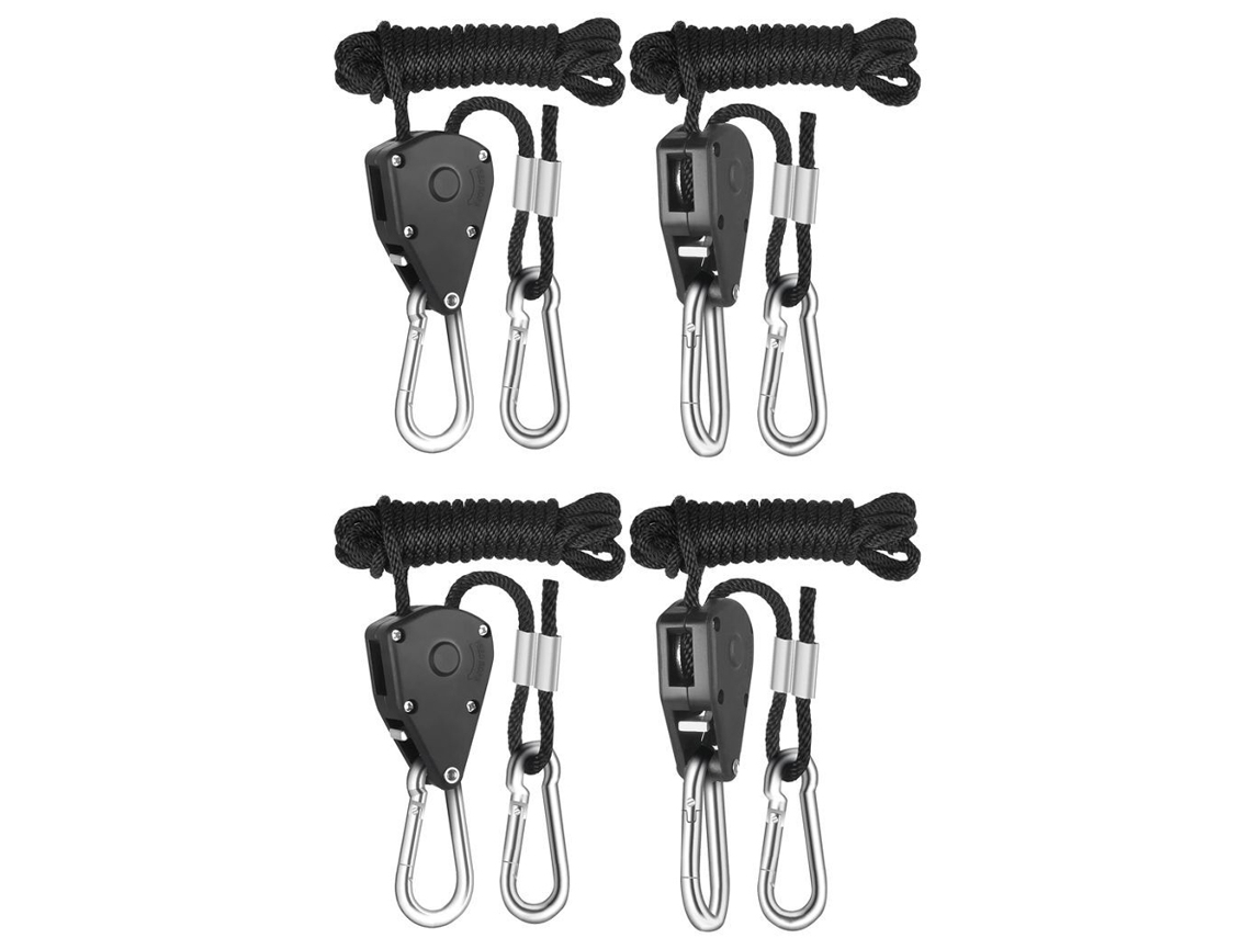 Enganche de cuerda ajustable con polea para camping, 4 piezas