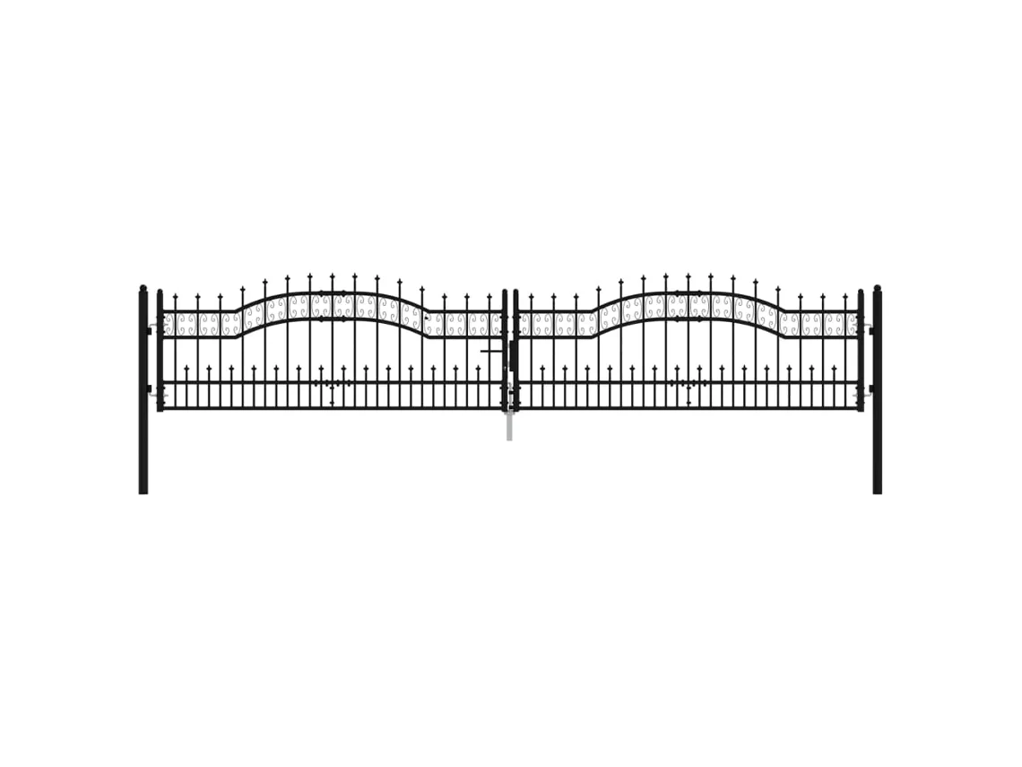 Maison Exclusive - Puerta De Valla Kampen Con Punta De Lanza Negra, 394,5 X 78 Cm, Acero