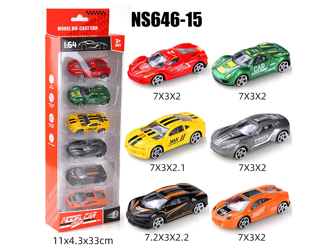 (6 Coches) Mini Coches Deslizantes De Metal Fundido A Presión A Escala 1/64, Juguetes Para Niños