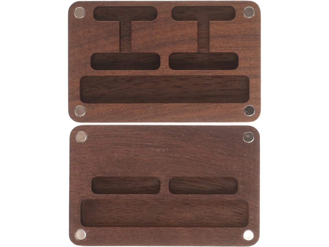 Joyero Solución Almacenamiento Versátil Madera Nogal Elegante Diseño Compartimentado Amplia Capacidad Botones