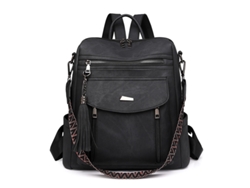 Bolsos de piel sintética para mujer, mochilas para mujer, bolsos para mamá, bolsos casuales y multifuncionales. Yunzii negro.
