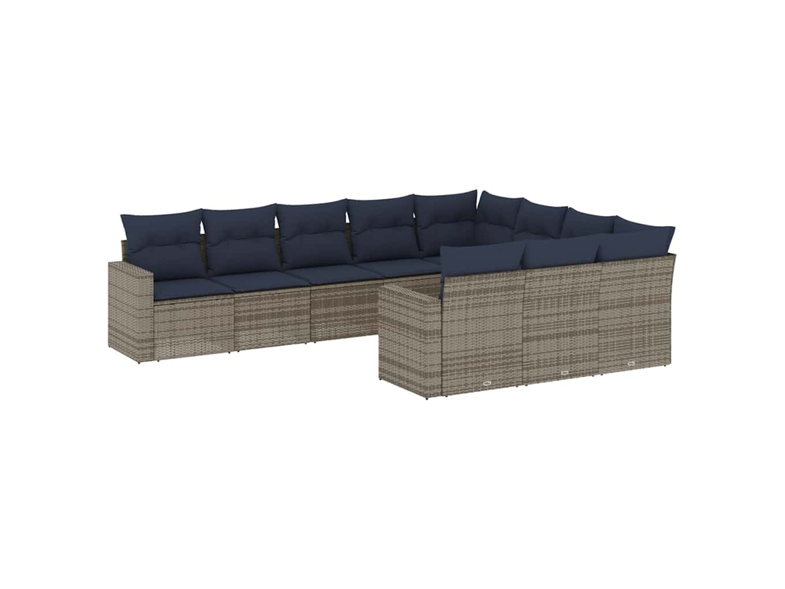 Maison Exclusive - Set De Sofás De Jardín 10 Pzas Con Cojines Ratán Sintético Gris