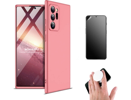 Kit Carcasa Y Protector Samsung Note 20 Ultra Ultimatte Slim Armor 360º Y Popsocket Rosa