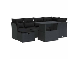 Conjunto 7 de sofás de jardín VIDAXL con cojines ratán sintético negro