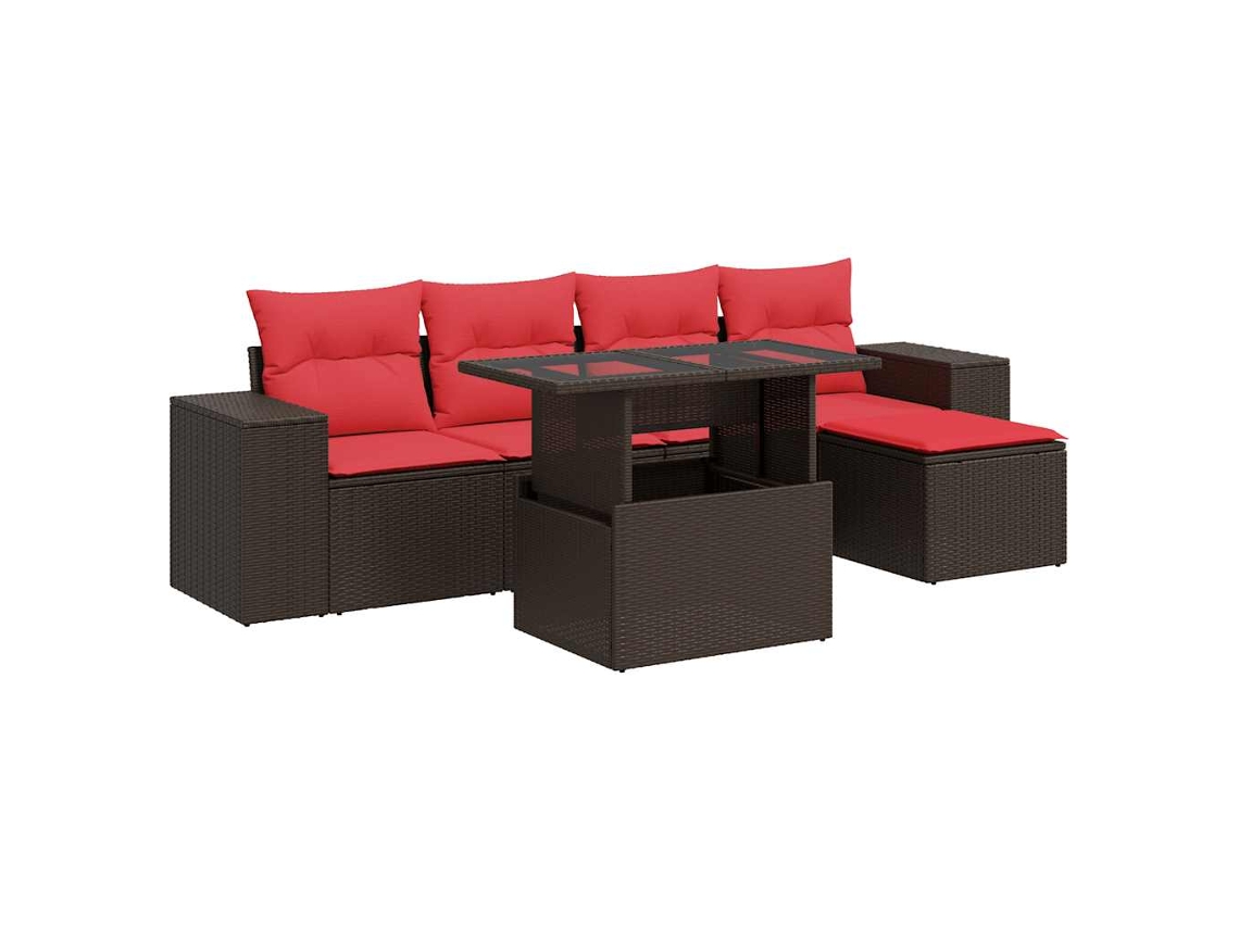 Conjunto de 6 sofás de jardín con cojines de mimbre/acacia marrón MAISON EXCLUSIVE (6 piezas)