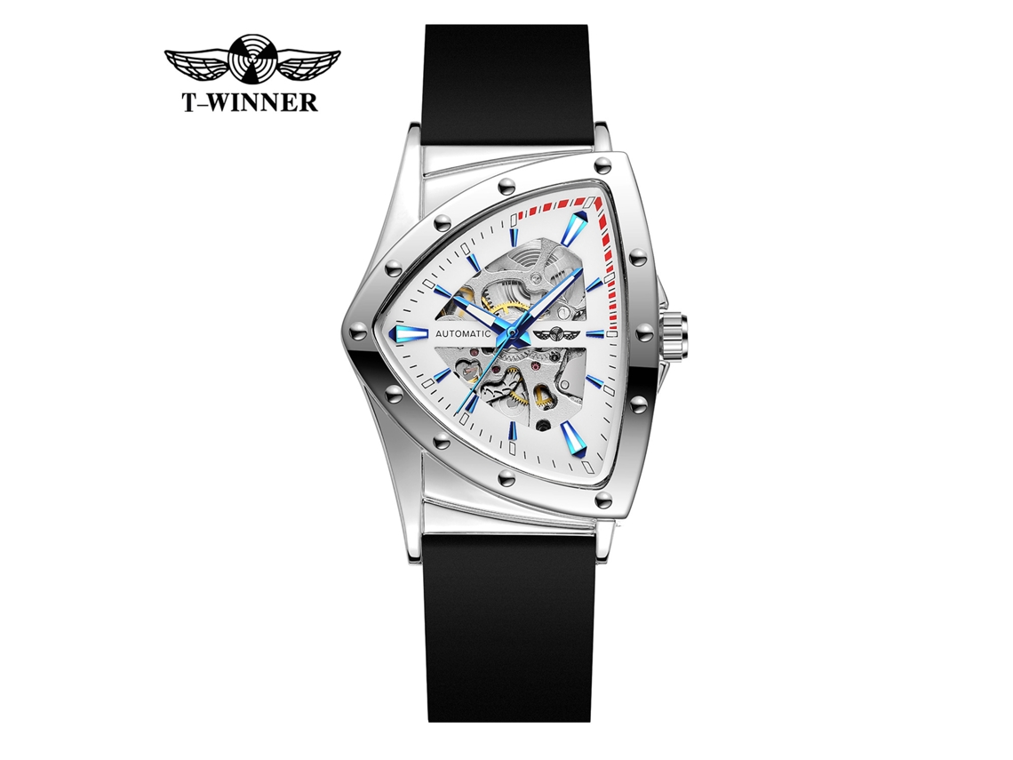 (estilo 8) Relógio Mecânico Masculino Triangular Vazado, À Prova D'água, Totalmente Automático, Com Pulseira Adesiva.