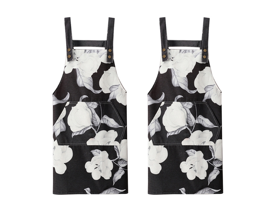 JILLIOPER Delantal floral para mujer 2 uds., impermeable de verano, para cocina y hogar, de lona, para cocinar y catering