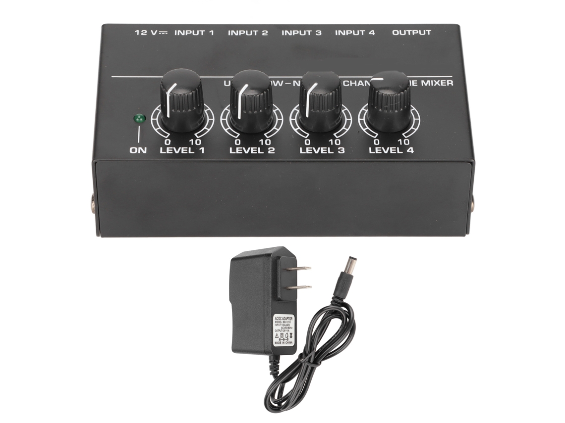 Mezclador de audio de 4 canales con volumen ajustable