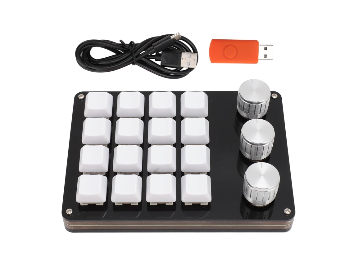 Teclado mecánico programable para juegos Baoj-2026novo con 16 teclas y 3 botones.