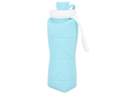 Botella De Agua Plegable De Silicona Para Viajes, A Prueba De Fugas, 600 Ml, Azul, Para Gimnasio, Senderismo Y Deportes.