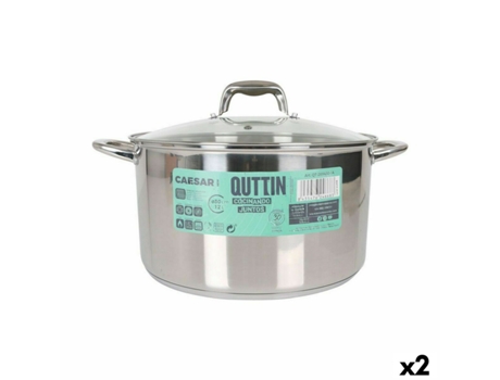 Olla con Tapa de Cristal QUTTIN Caesar Acero ø 30 x 17,5 cm (2 Unidades)