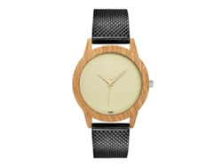 Reloj De Cuarzo Unisex Para Pareja Con Correa De Malla De Acero Dial Simple Negro Zhoulianfa