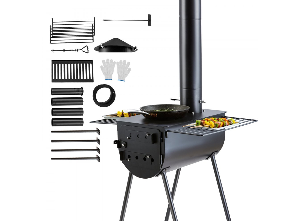 Horno Portátil De Leña Para Camping, Cámara 49,2 L, Chimenea Ø127 Mm, Acero Aleado Tekmaquinas