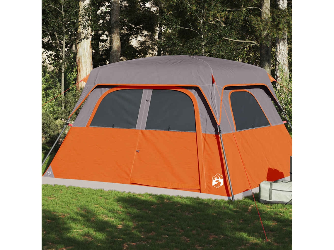 Tienda de campaña familiar, estilo cabaña, para 6 personas, impermeable, naranja.