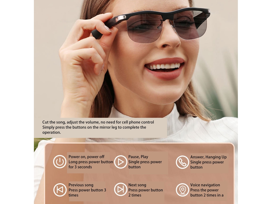 Gafas inteligentes con control de voz y bloqueo de luz azul