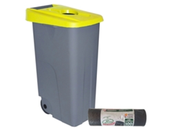 Recipiente Abierto 85L Amarillo Alt.76Cm + 10 Bolsas de Basura 100L WELLHOME