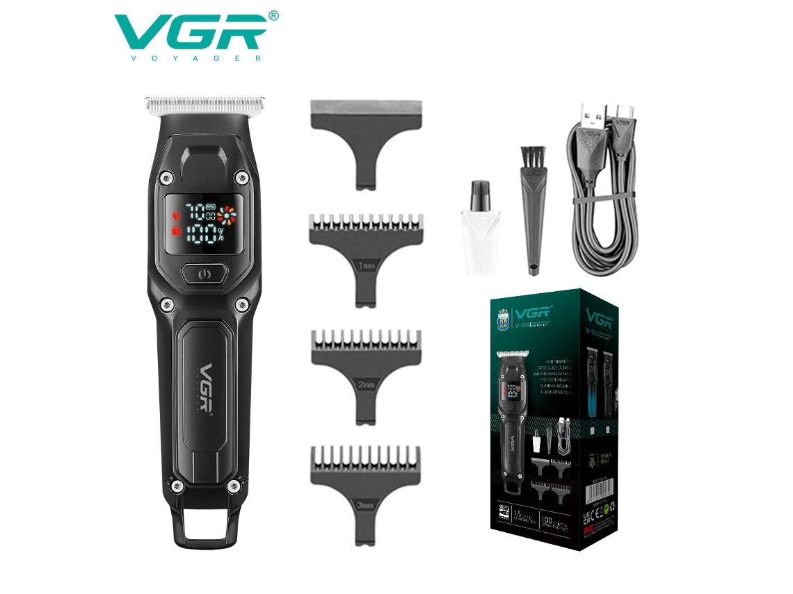 Cortapelos Eléctrico (negro) Con Pantalla Digital, Moldeador De Cabello Degradado, Recargable, Con Función De Grabado.
