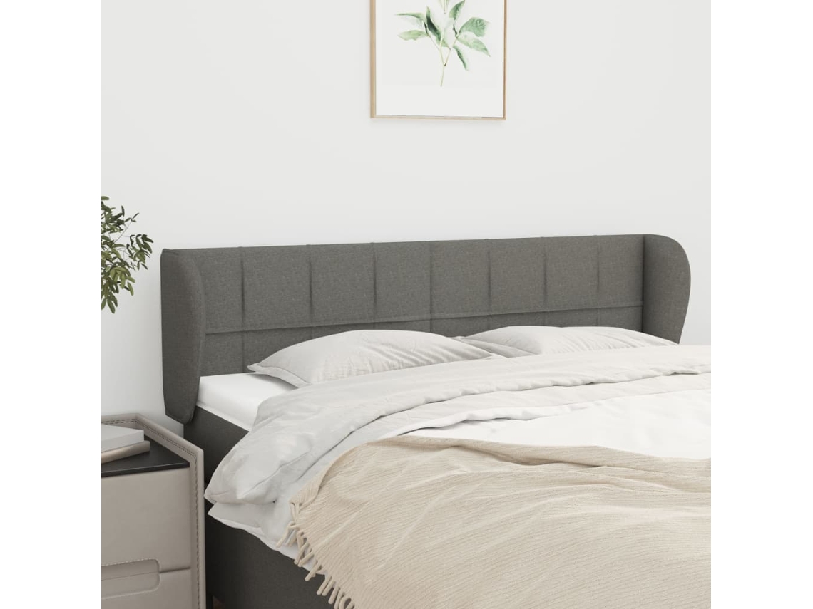 Cabecero de cama | Panel de cama con solapas, tela, 147 x 23 x 78/88 cm, gris oscuro