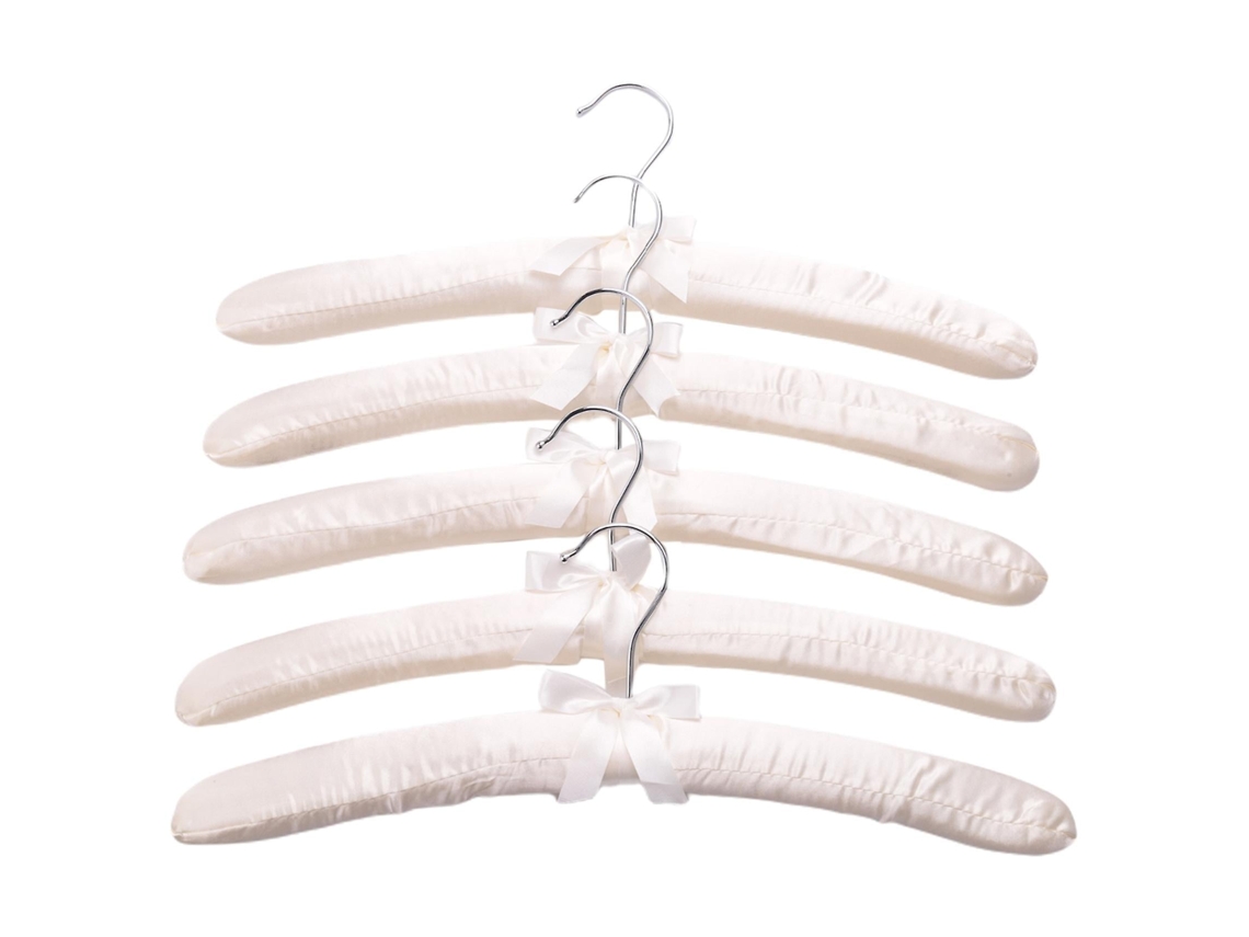 JILLIOPER Perchas de satén, suaves y acolchadas para ropa con marco de madera resistente y diseño decorado, perchas de seda acolchadas con gancho giratorio para